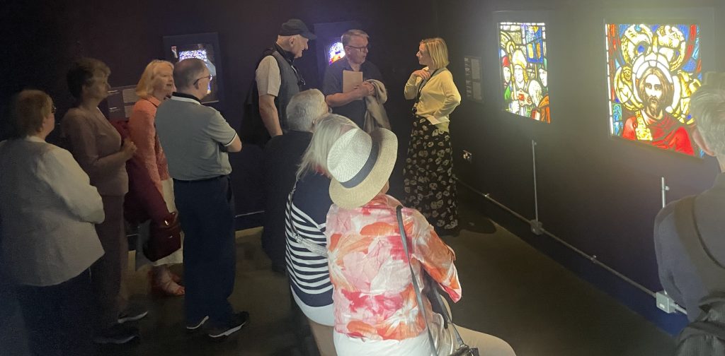 Our guide provided details about the Harry Clarke stained glass exhibits