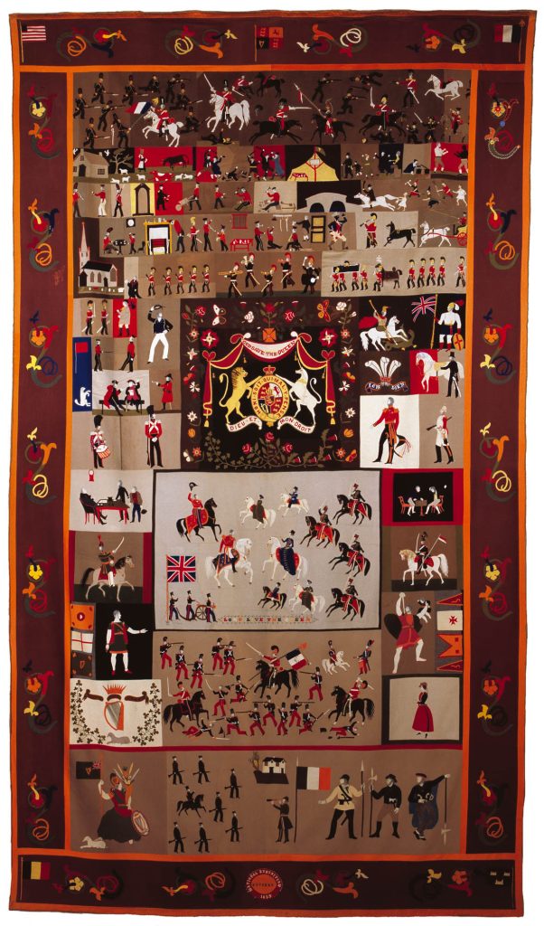 Stokes Tapestry. British Army soldier, Stephen Stokes, made this amazing textile while he was stationed in Ireland. More than 30 panels tell the story of his career,