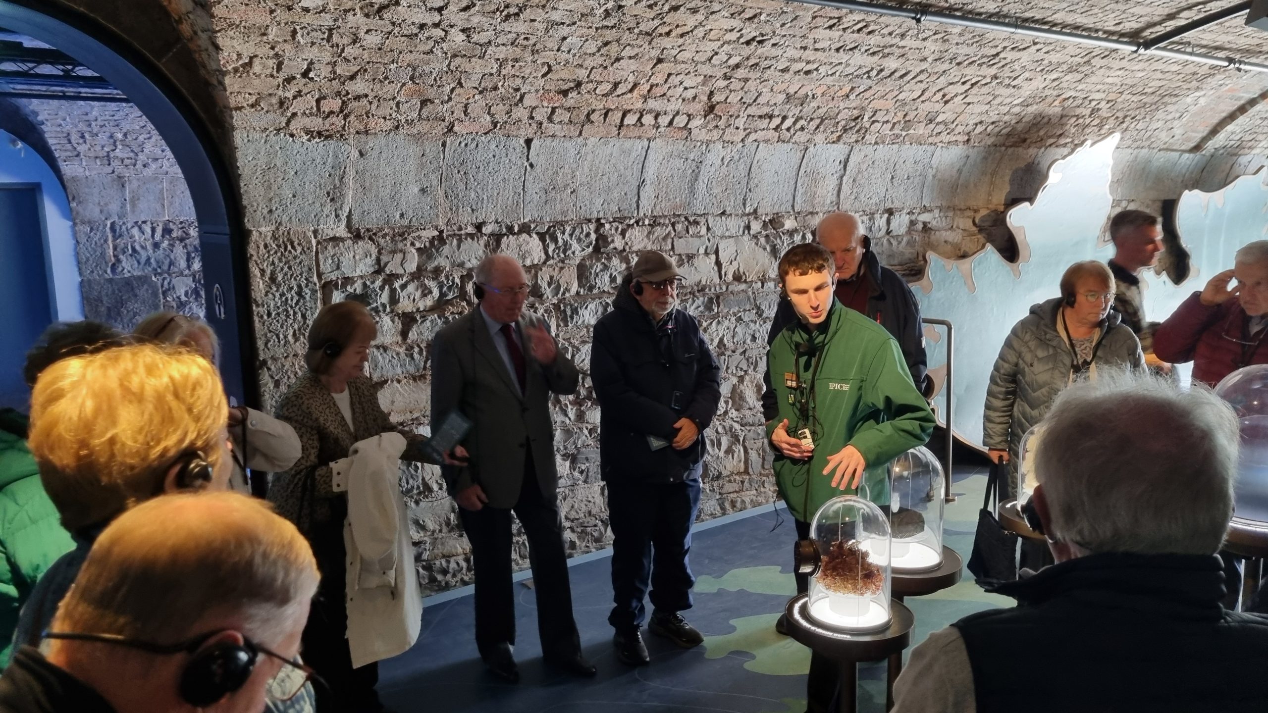 Tour Guide, Mark, describes the exhibits in the first thematic gallery at the EPIC Museum